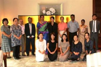 Group photo of participants with Madam Hobo